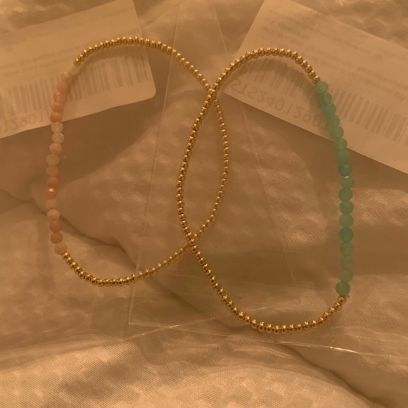 enewton Inspired Amazonite + Pink Opal Gold Bead Bracelets - Set of 2 - NWT! - Picture 4 of 4
